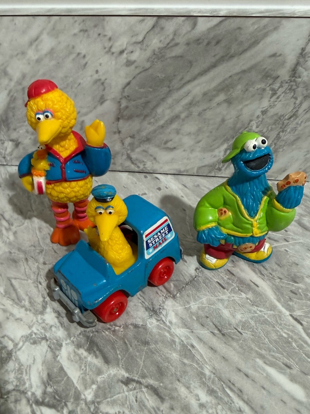 Vintage 1992 Sesame Street Hasbro Toy Lot Big Bird Cookie Monster Mail Car